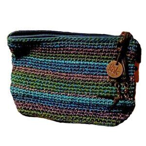 Blue & Green "knotted" cosmetic mini bag w/tassle